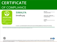 GREENGUARD Gold 인증서 (SIMALFA 309)
