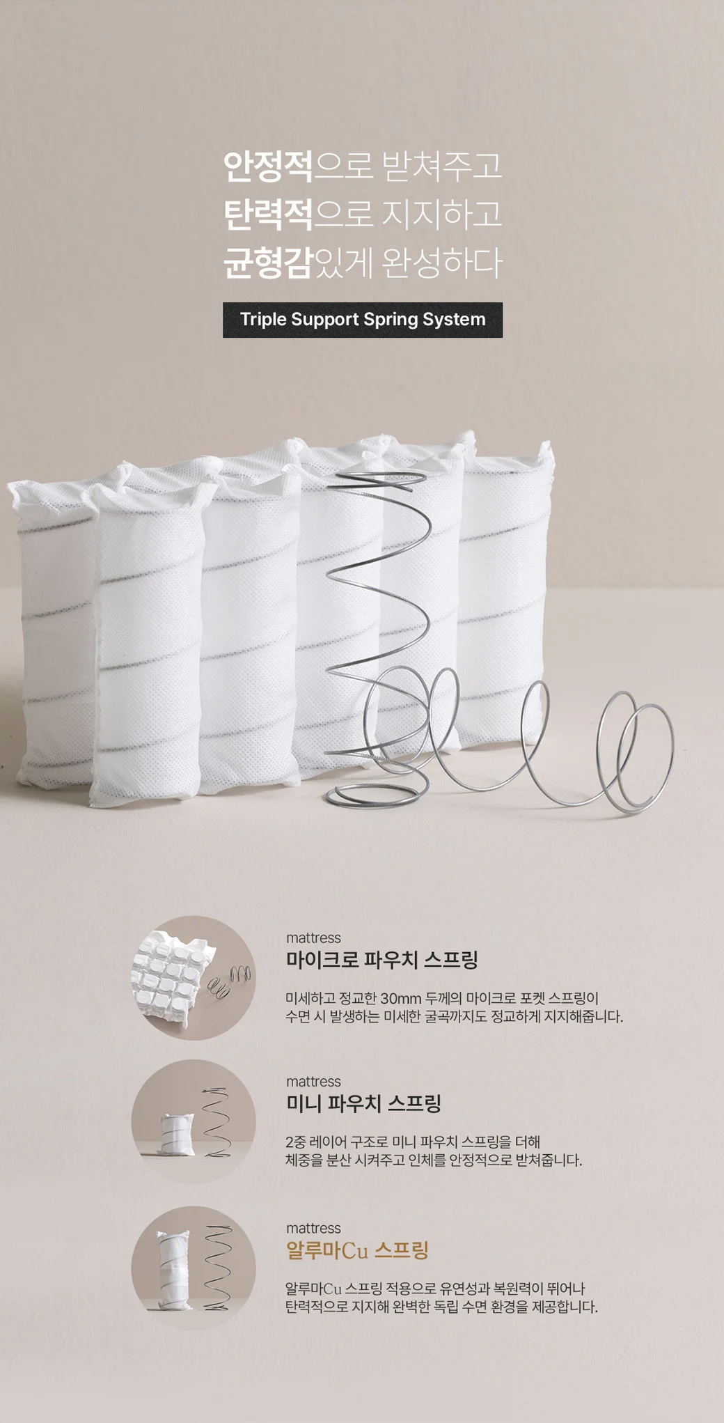 Triple Support Spring System — 마이크로 파우치·미니 파우치·알루마Cu 스프링